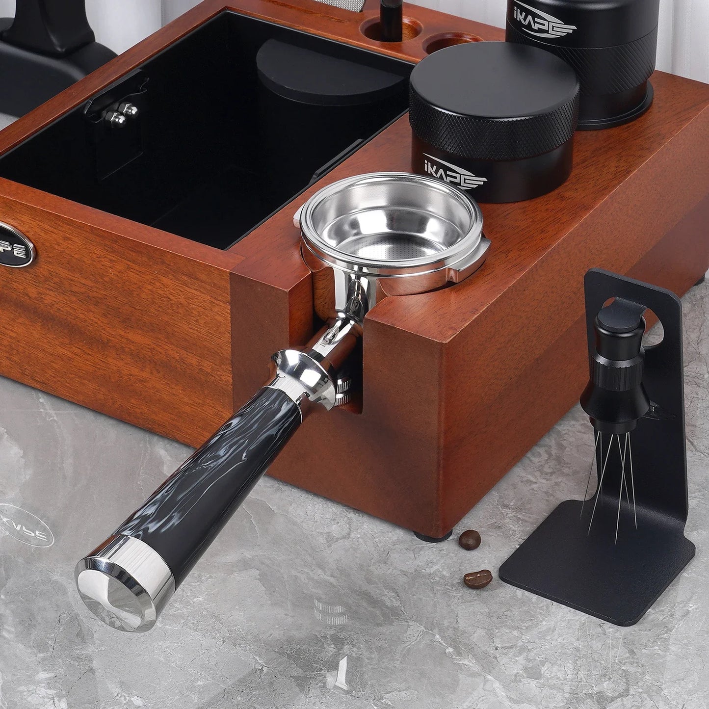 Portafiltro Sin Fondo IKAPE con Mango de Resina – Compatible con Delonghi, Barsetto, Breville, La Marzocco, Flair58, ECM, Wega (51/54/58mm)