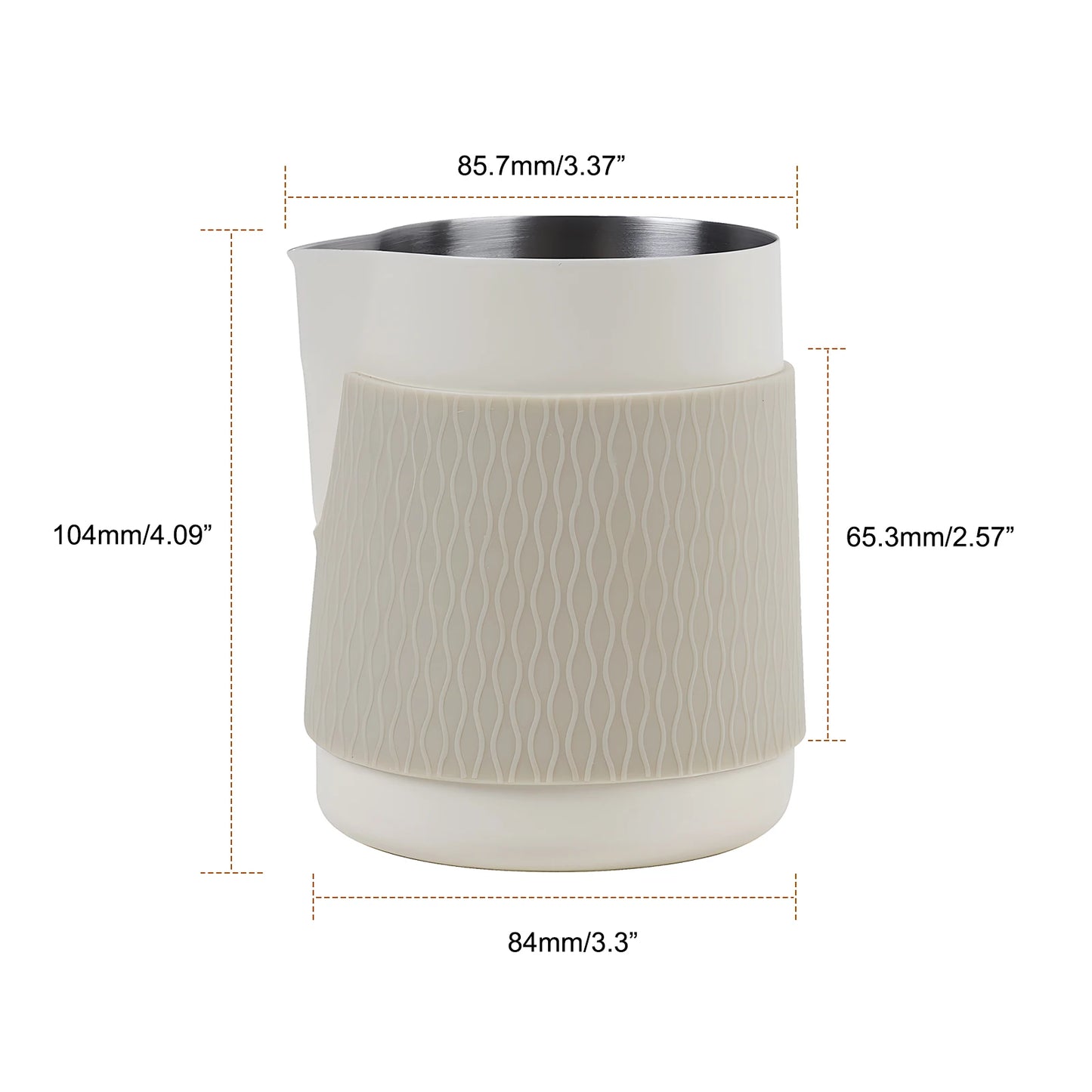 Pitcher de Leche para Espresso IKAPE V3 – Espumador de 500ml sin Mango con Caño Afilado para Vertido Preciso en Latte Art