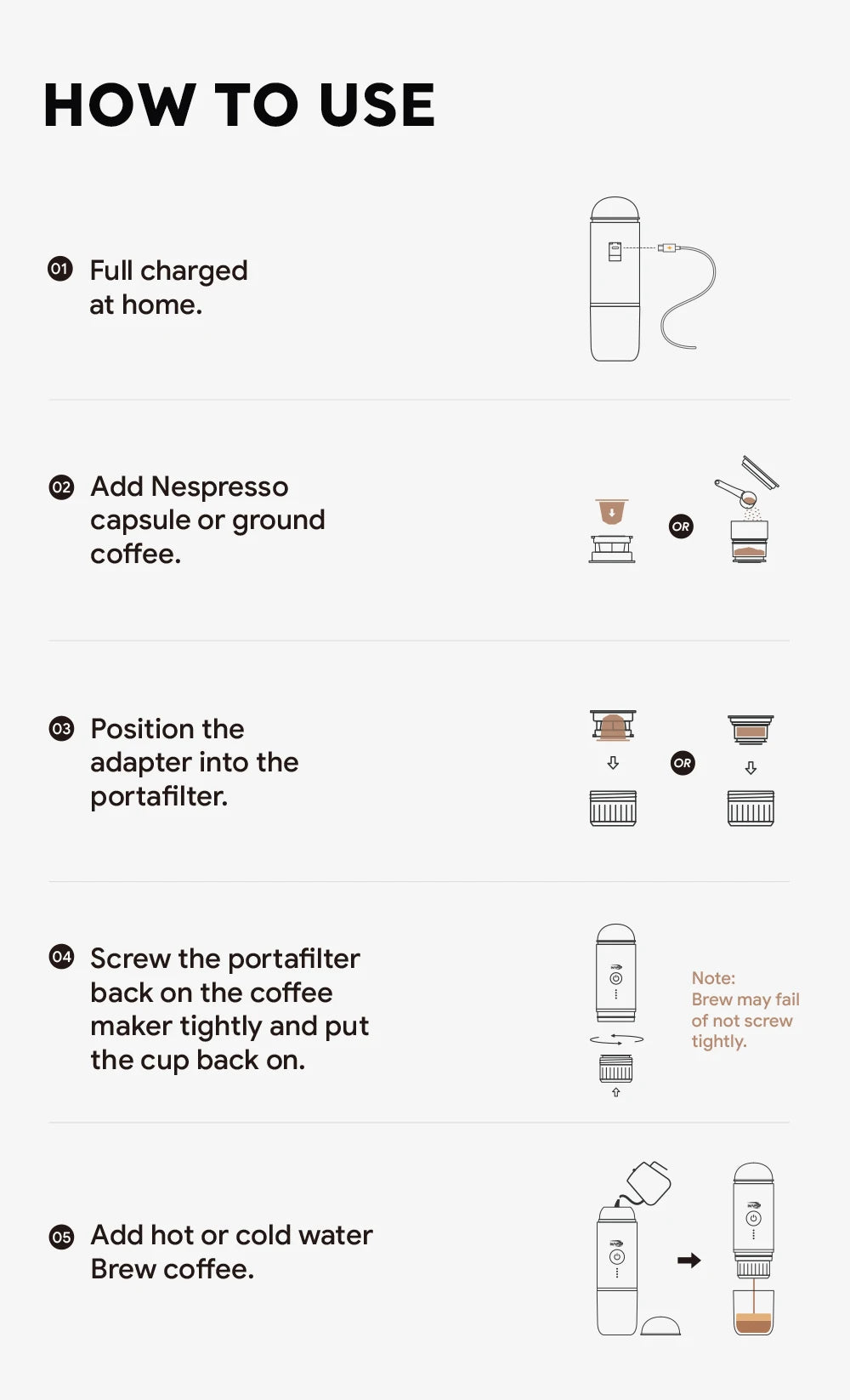Cafetera Espresso Eléctrica Portátil IKAPE – Compatible con Cápsulas y Café Molido, Agua Caliente/Fría para Camping, Senderismo y Hogar