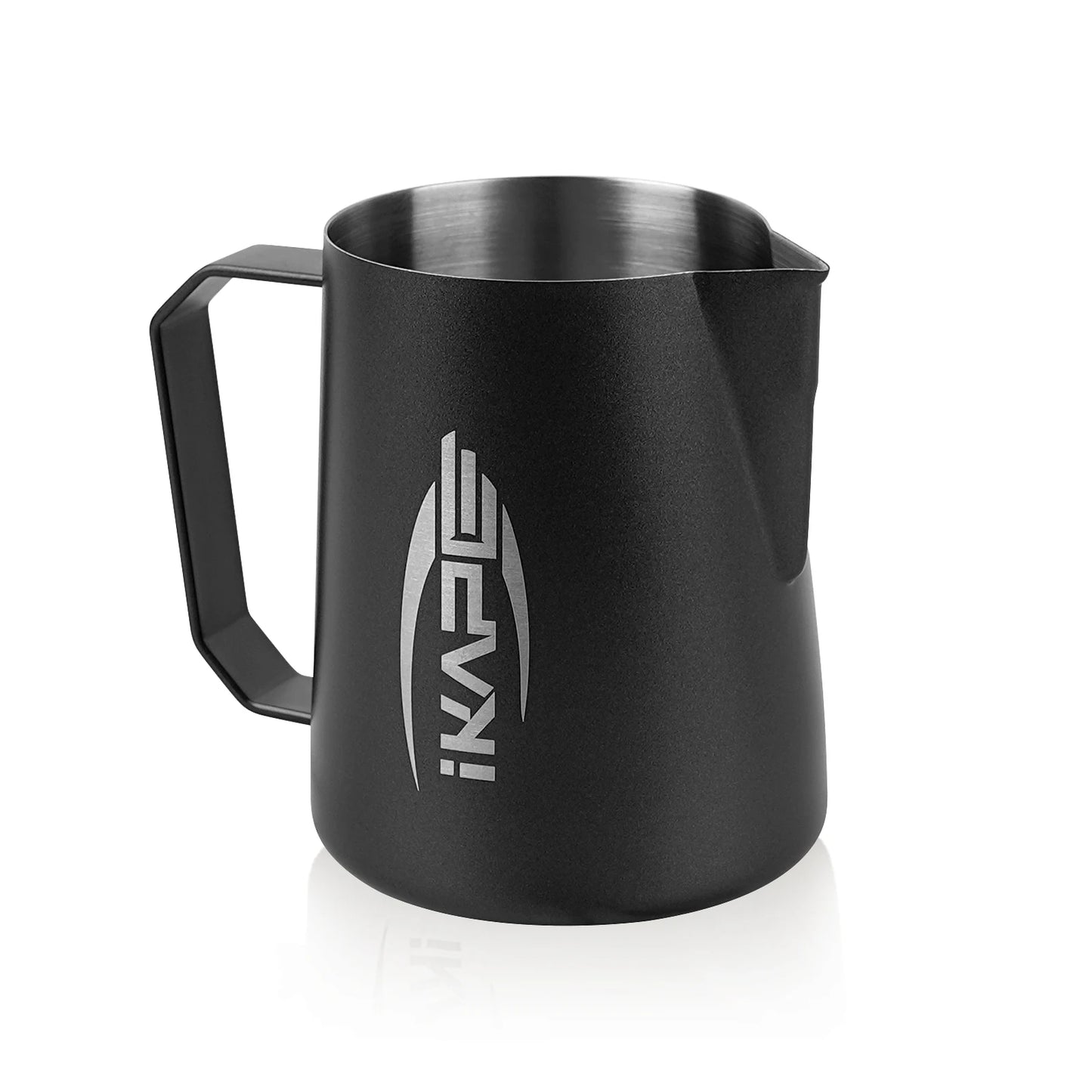 IKAPE-Pitcher de acero inoxidable para espumar leche, lanzador de vapor para Barista, Cappuccino Latte, color negro