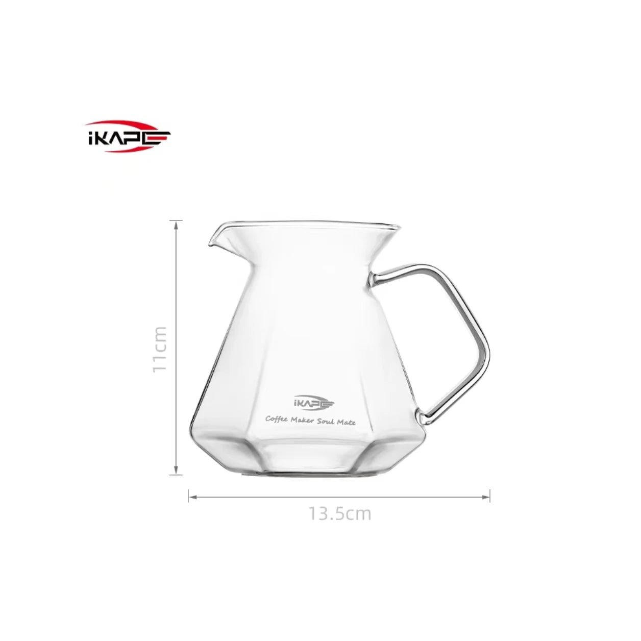 Servidor de Café de Vidrio IKAPE – Jarra de 13,6 oz para Pour Over con Cafetera de Goteo y Olla, Ideal para Preparación Manual de Café"