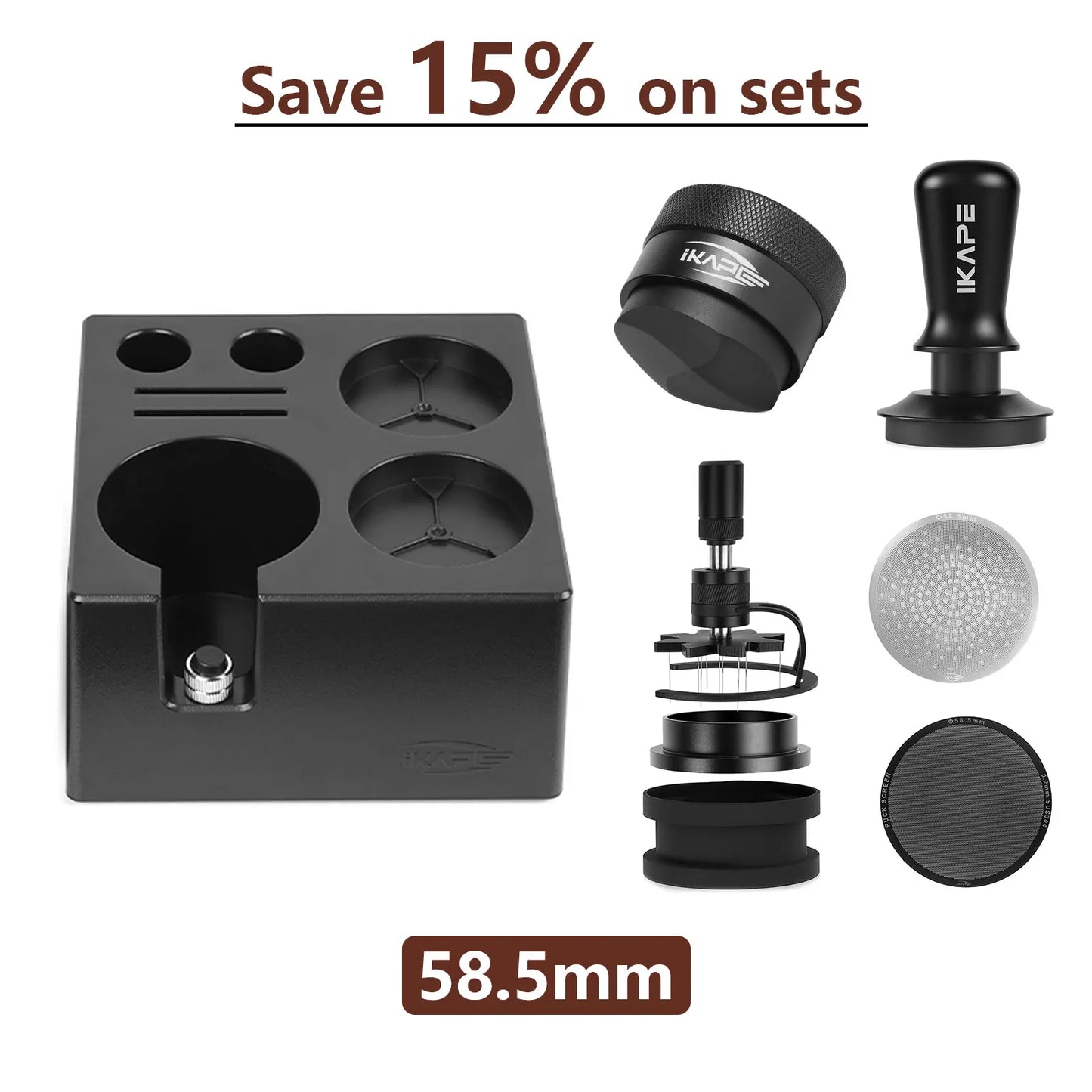 Set de Herramientas de Café Espresso IKAPE – Juego Negro con Caja ABS Smile Know, Kit de Utensilios para Baristas Ideal como Regalo