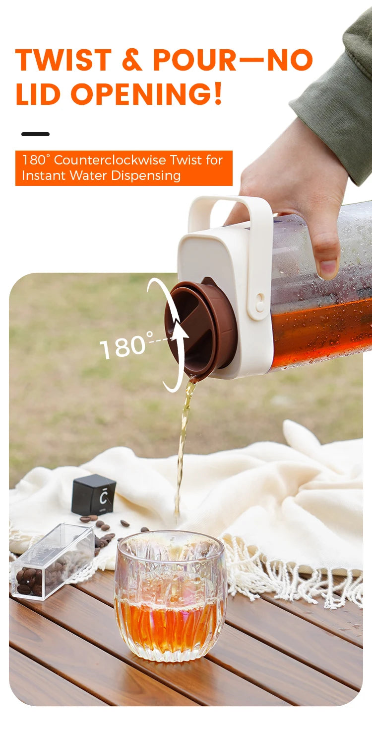 IKAPE 1L cafetera de preparación fría jugo té filtro hervidor de agua hogar, cafetera de diseño desmontable, botella de agua para acampar al aire libre