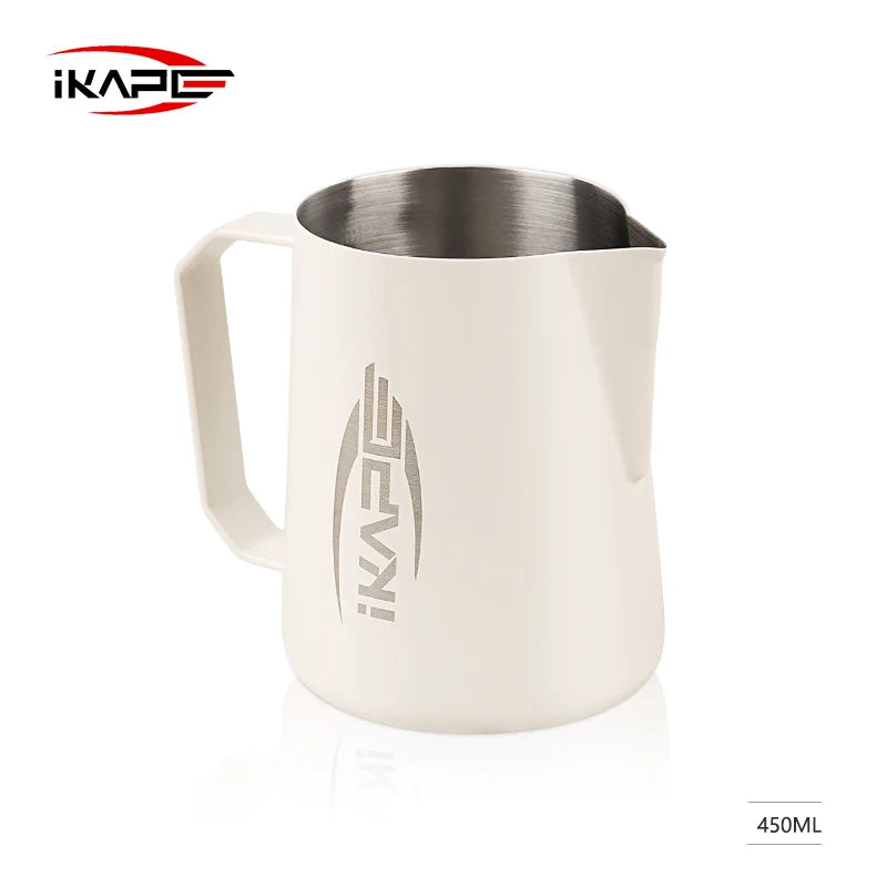 IKAPE-Pitcher de acero inoxidable para espumar leche, lanzador de vapor para Barista, Cappuccino Latte, color negro