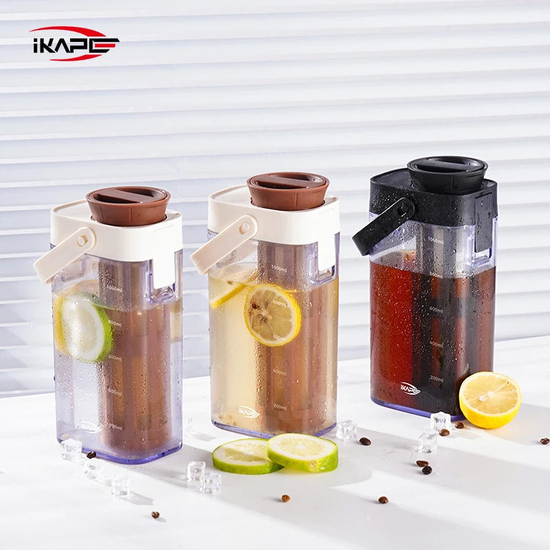 IKAPE 1L cafetera de preparación fría jugo té filtro hervidor de agua hogar, cafetera de diseño desmontable, botella de agua para acampar al aire libre
