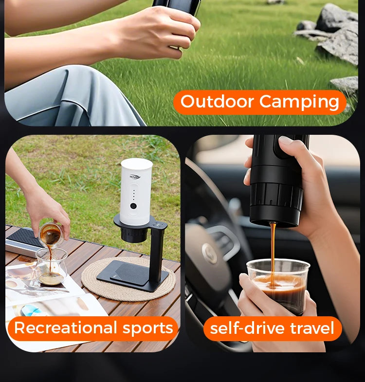 Máquina de Café Espresso Portátil IKAPE 2 en 1 – Compatible con Cápsulas y Café Molido, Extracción de Alta Presión para Viajes y Camping