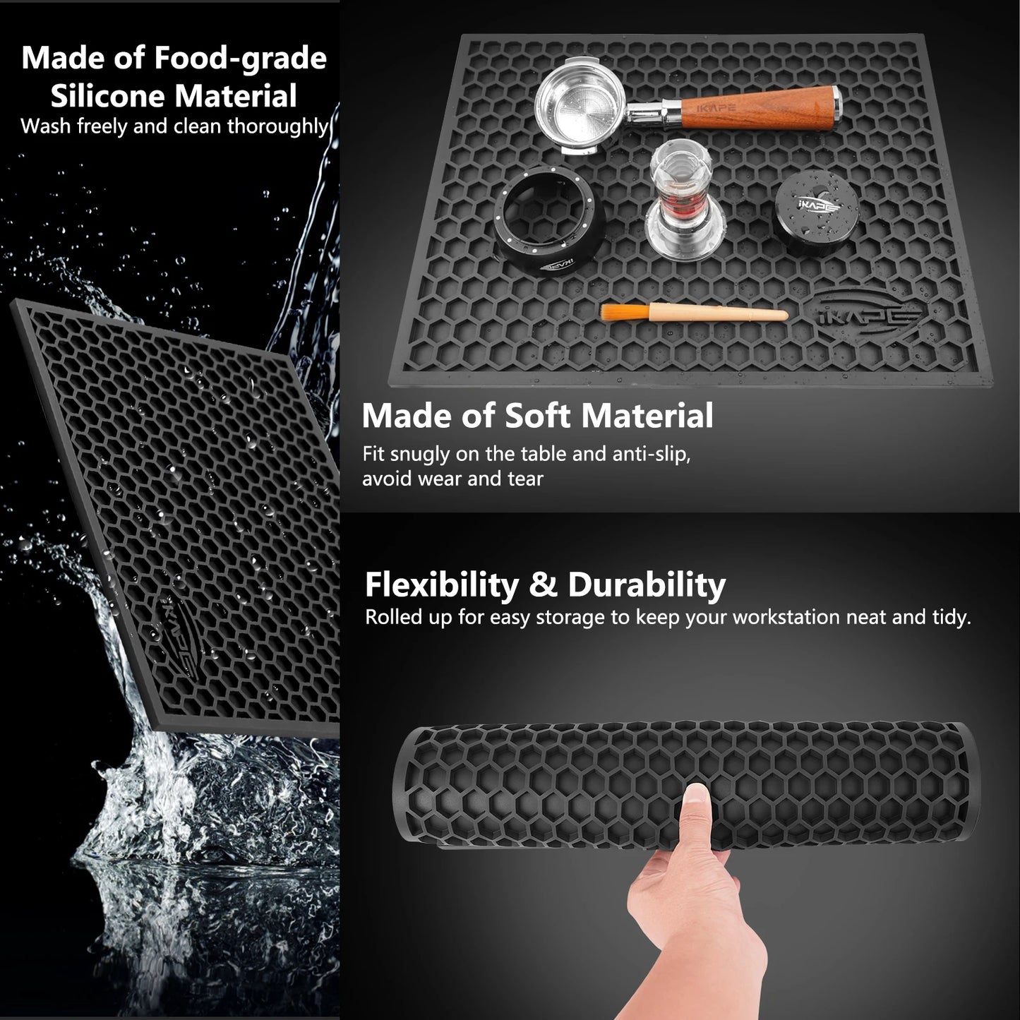 Alfombrilla de Secado IKAPE para Cafetera – Tapete Multifuncional con Filtro de Agua, Fácil de Limpiar y Duradero para Accesorios de Café y Té