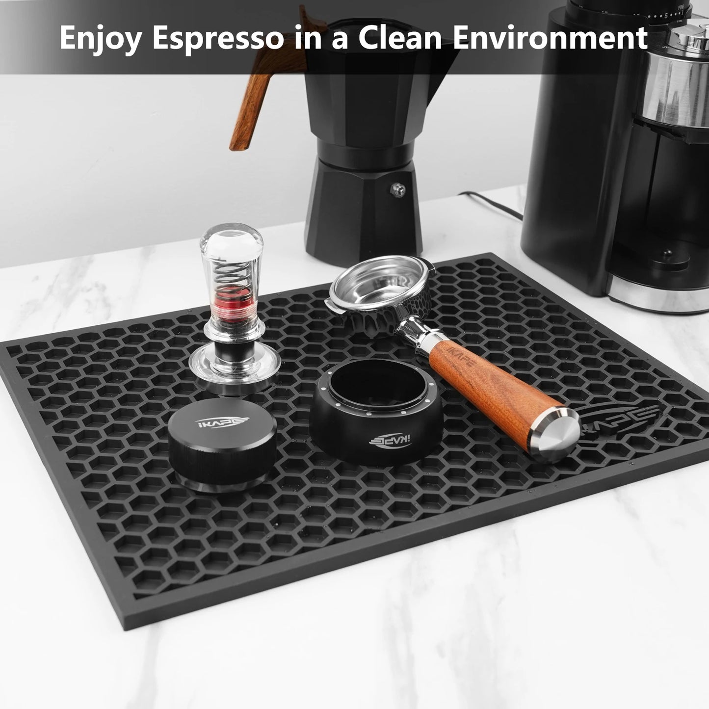 Alfombrilla de Secado IKAPE para Cafetera – Tapete Multifuncional con Filtro de Agua, Fácil de Limpiar y Duradero para Accesorios de Café y Té