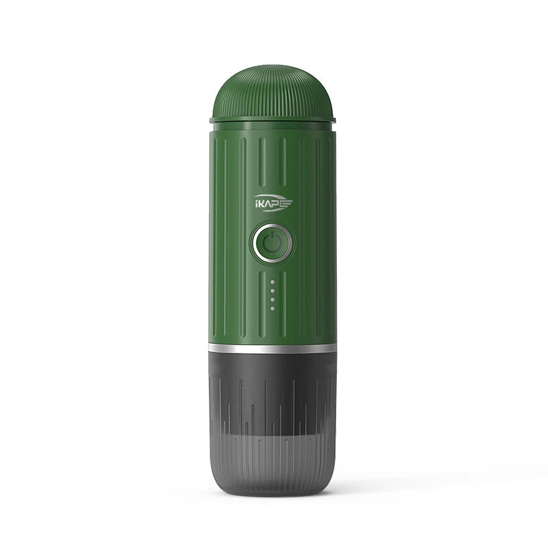 Cafetera Espresso Eléctrica Portátil IKAPE – Compatible con Cápsulas y Café Molido, Agua Caliente/Fría para Camping, Senderismo y Hogar