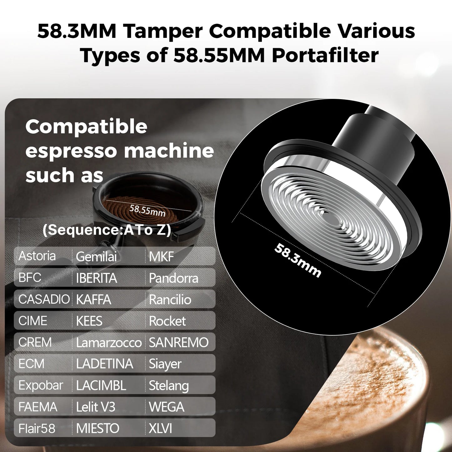 Tamper de Café IKAPE V5 – Prensador 51/54/58mm con Retroalimentación Sonora y Base de Acero Inoxidable con Resorte Calibrado para Baristas