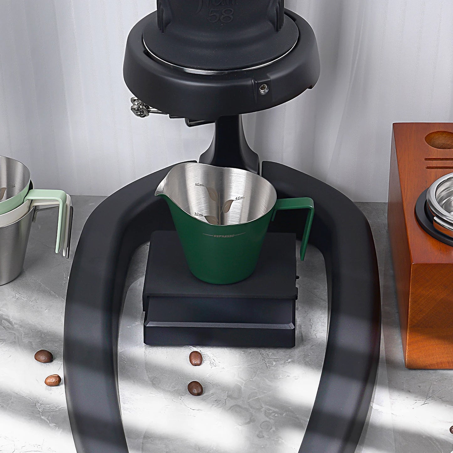 IKAPE-taza medidora de Espresso de acero inoxidable, tazas de salsa con asa para café, salsa de bistec, postres, negro
