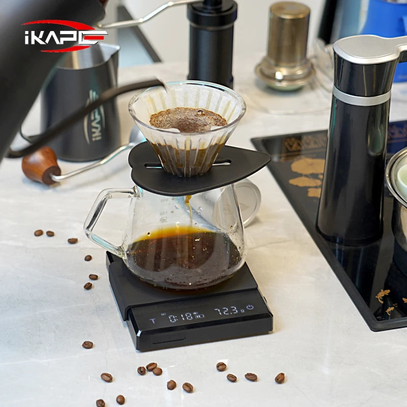 Balanza Electrónica de Café IKAPE V1 – Con Temporizador, Alta Precisión 0,1 g, Sensor Táctil y Función de Tara Automática para Espresso y Pour Over