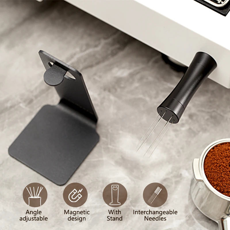 Herramienta WDT para Espresso con Ángulo Ajustable – Agitador de Café con Imán y Soporte, Distribuidor Preciso para Baristas