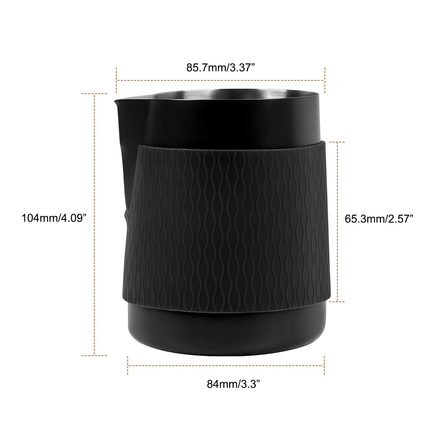 Pitcher de Leche para Espresso IKAPE V3 – Espumador de 500ml sin Mango con Caño Afilado para Vertido Preciso en Latte Art