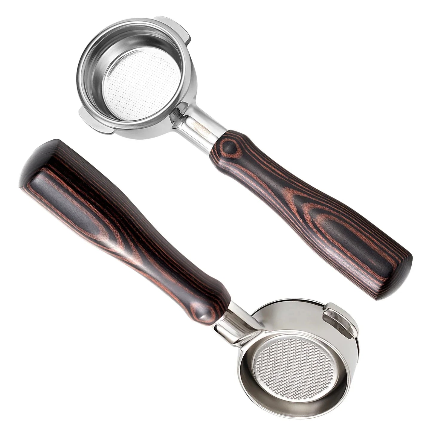 IKAPE portafiltro sin fondo para Delonghi, Barsetto, Berivlle, Lamarzocco, Flair58, ECM, Lelit, wega, mango de madera de color 51, 54, 58mm