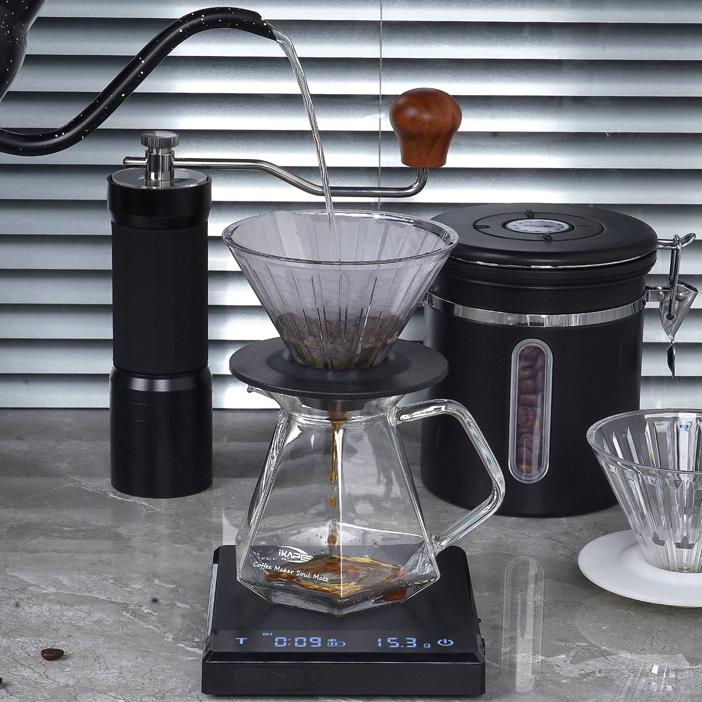 IKAPE-gotero de café V01 de 60 °, 1-2 tazas, vierta sobre la cafetera, taza de filtro de café reutilizable, accesorios de elaboración lenta para el hogar
