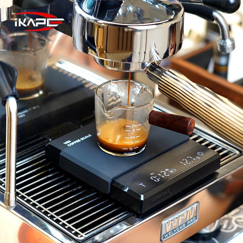 Balanza Electrónica de Café IKAPE V1 – Con Temporizador, Alta Precisión 0,1 g, Sensor Táctil y Función de Tara Automática para Espresso y Pour Over