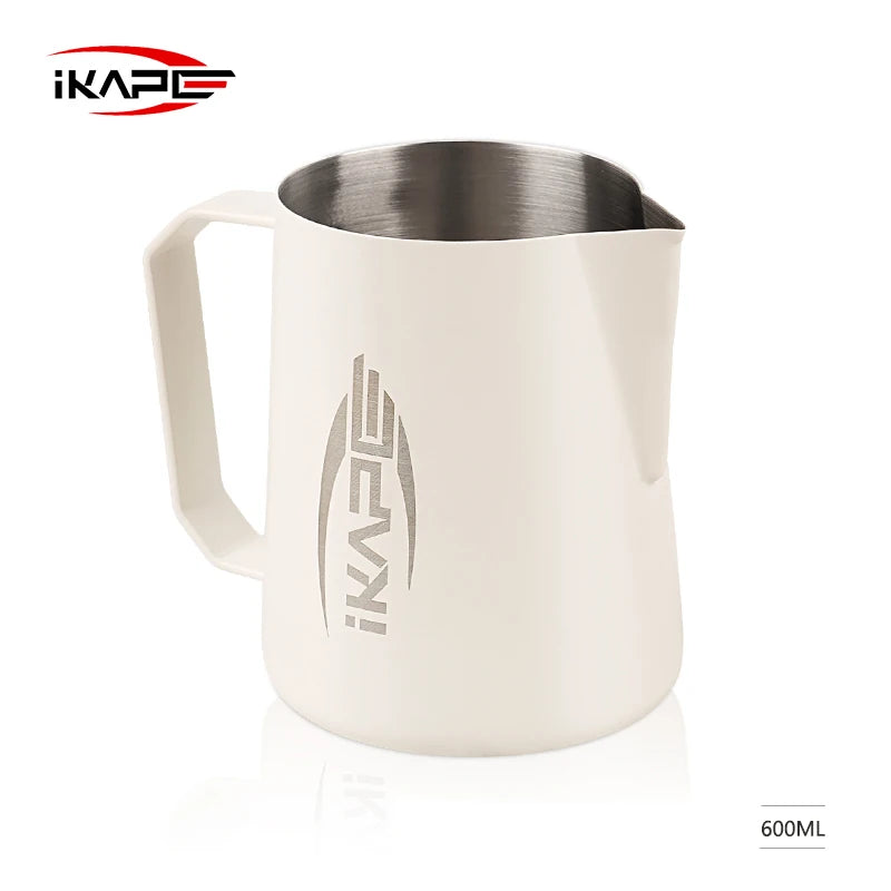 IKAPE-Pitcher de acero inoxidable para espumar leche, lanzador de vapor para Barista, Cappuccino Latte, color negro