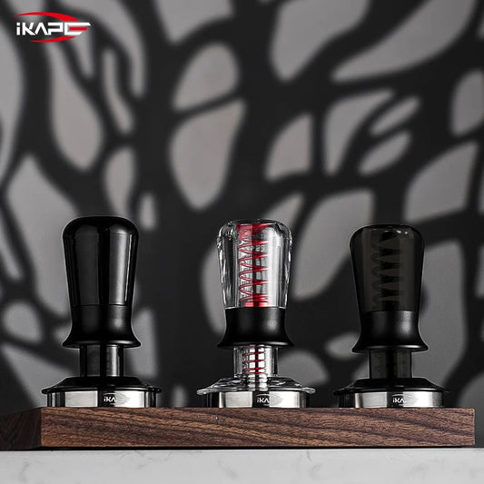 Tamper de Café IKAPE V3 Transparente V2 – Prensador Calibrado con Resorte y Base de Acero Inoxidable Premium para Espresso 51/54/58mm