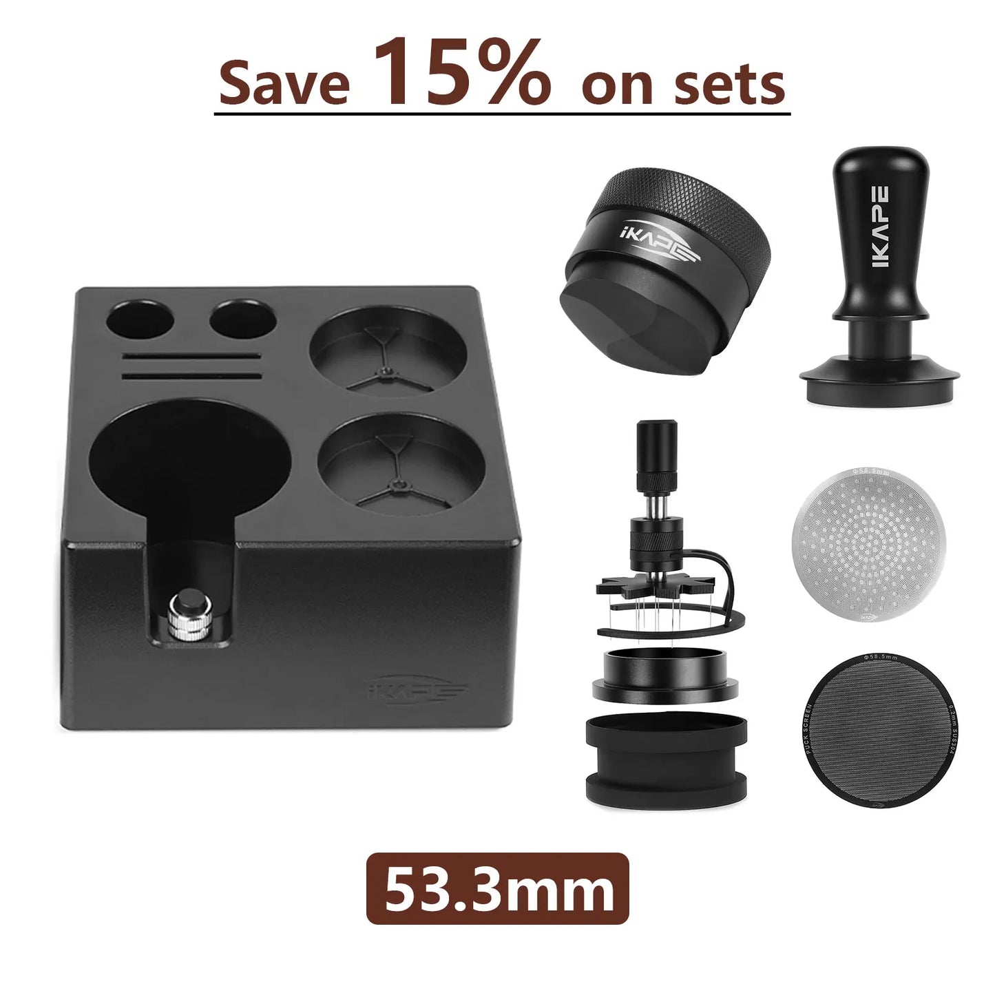 Set de Herramientas de Café Espresso IKAPE – Juego Negro con Caja ABS Smile Know, Kit de Utensilios para Baristas Ideal como Regalo