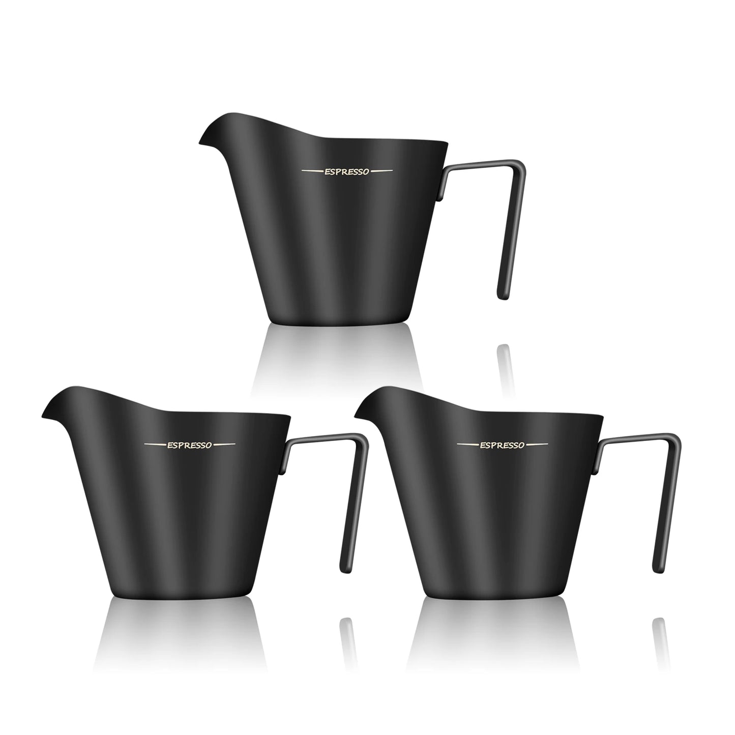 IKAPE-taza medidora de Espresso de acero inoxidable, tazas de salsa con asa para café, salsa de bistec, postres, negro