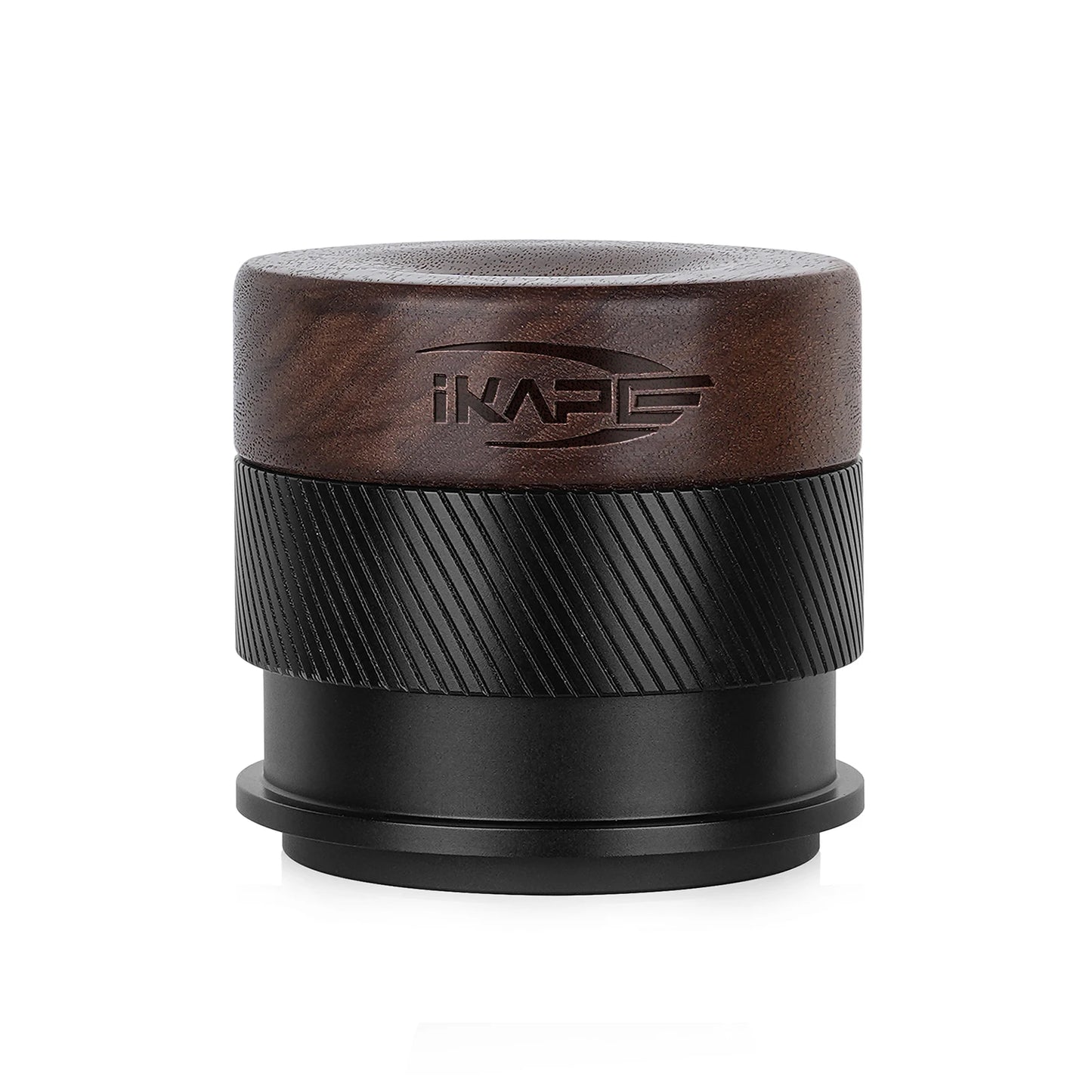 Tamper de Café IKAPE V4 de Madera – Prensador Calibrado con Base PVD de Titanio y Resorte Ajustable, Compatible con Portafiltros 51/54/58mm
