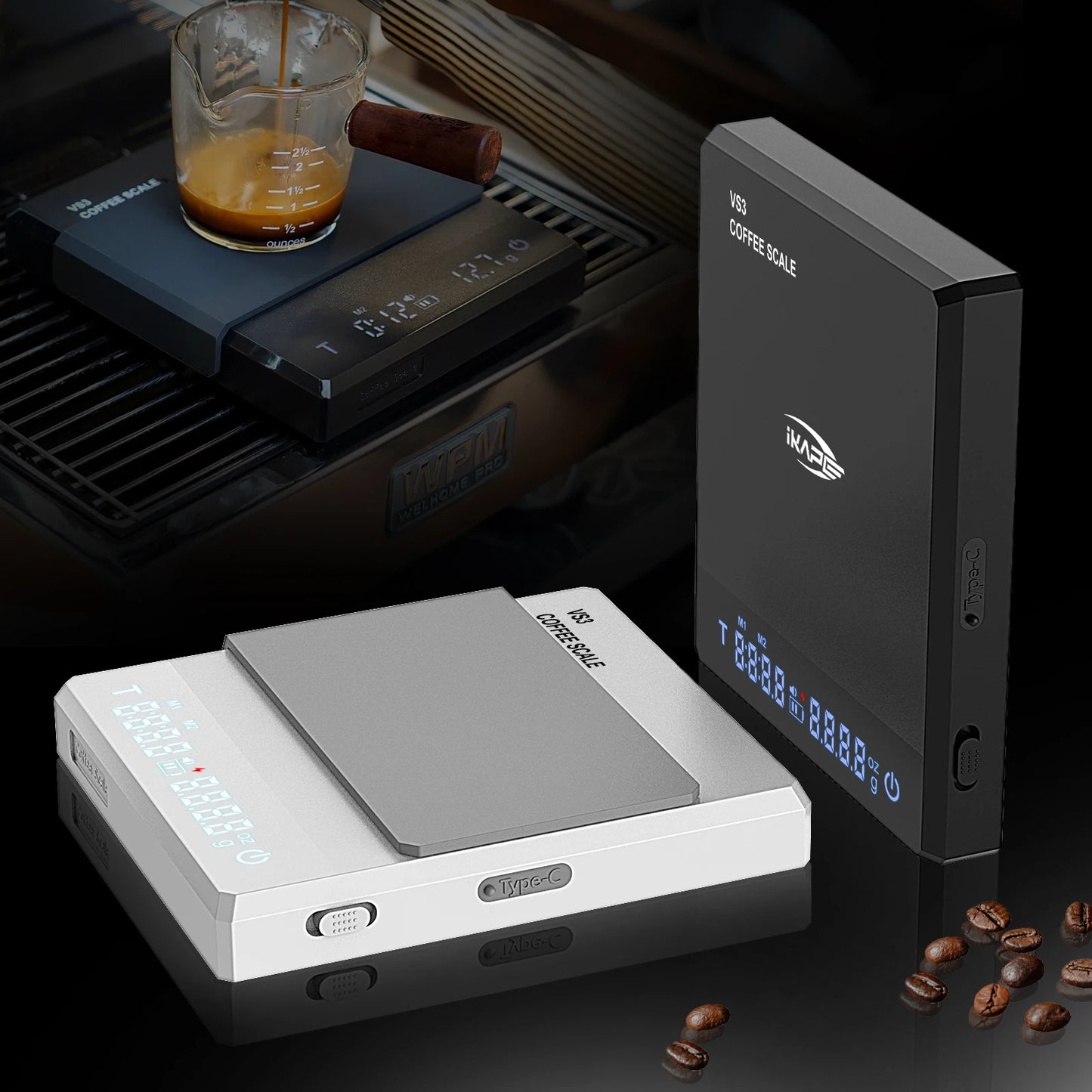 Balanza Electrónica de Café IKAPE V1 – Con Temporizador, Alta Precisión 0,1 g, Sensor Táctil y Función de Tara Automática para Espresso y Pour Over