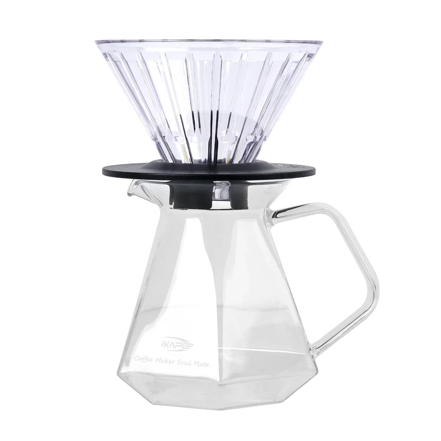 Servidor de Café de Vidrio IKAPE – Jarra de 13,6 oz para Pour Over con Cafetera de Goteo y Olla, Ideal para Preparación Manual de Café"