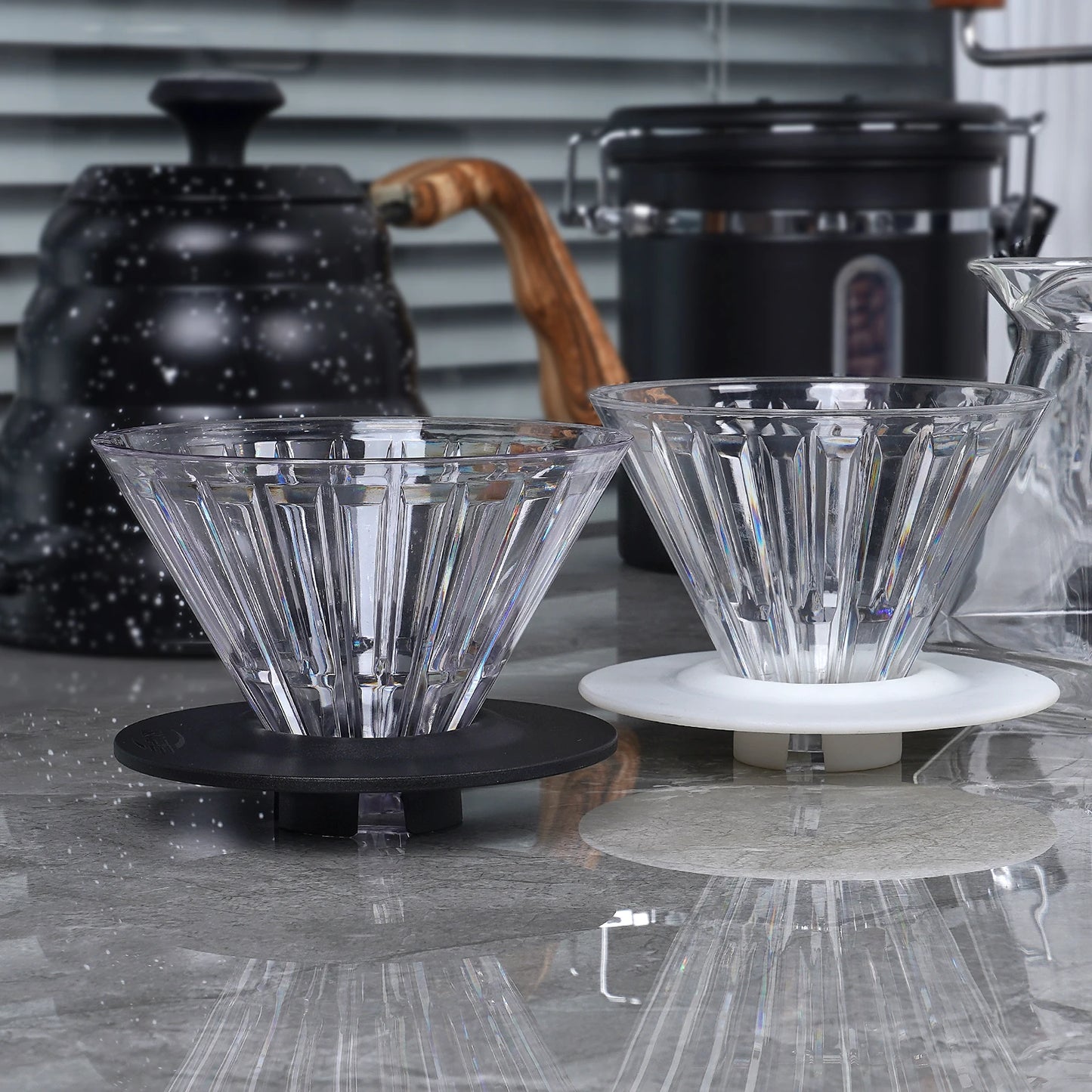 IKAPE-gotero de café V01 de 60 °, 1-2 tazas, vierta sobre la cafetera, taza de filtro de café reutilizable, accesorios de elaboración lenta para el hogar