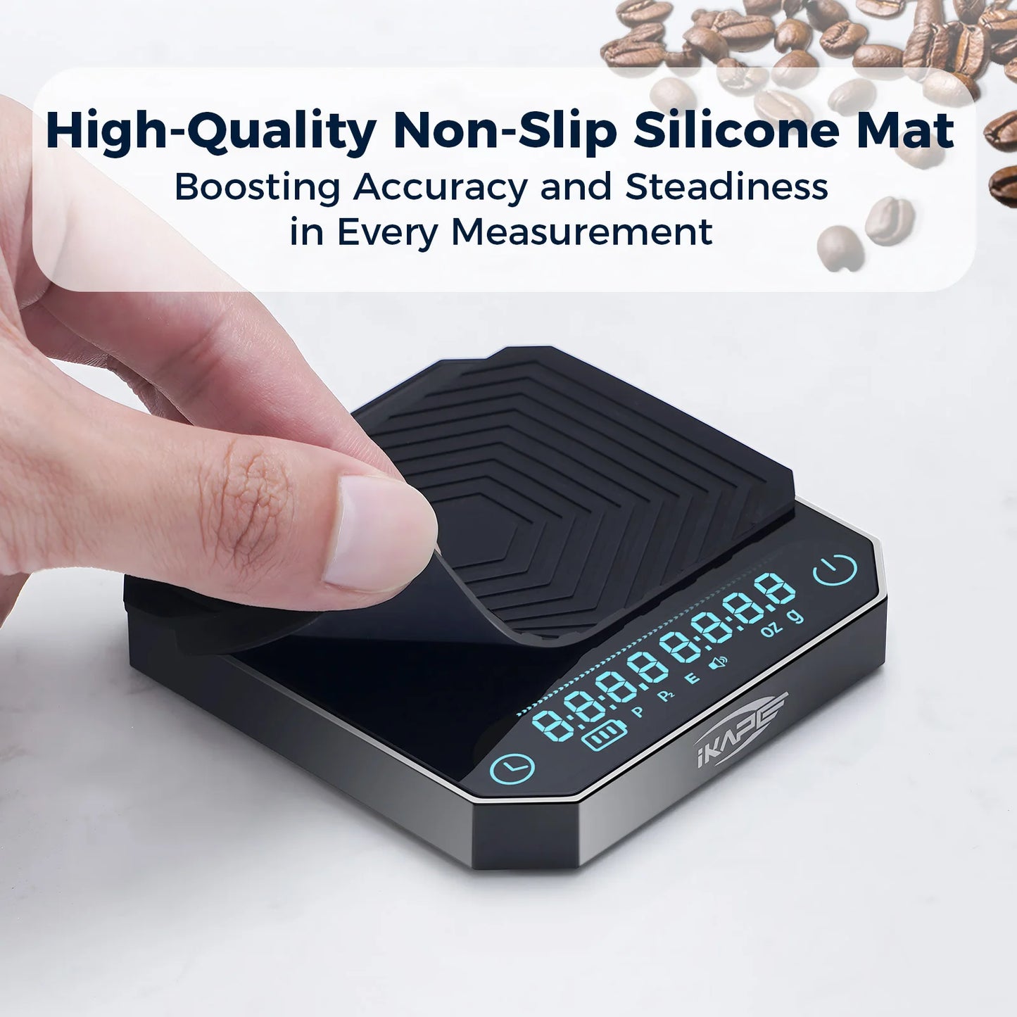 Balanza de Café Digital IKAPE Smart Palm V3 – Balanza Electrónica de Precisión 2 kg/0,1 g con Temporizador y Batería Recargable (Mini, Metal)