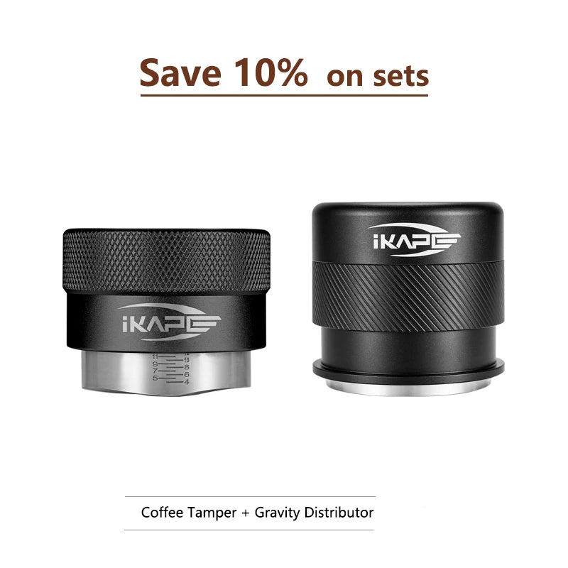 Distribuidor de Café IKAPE por Gravedad – Compatible con Portafiltros Espresso de 49/51/54/58mm (Negro/Plateado)