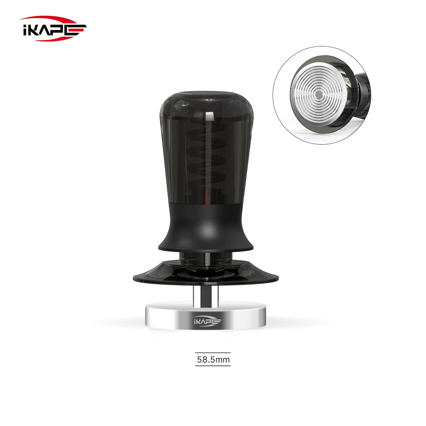 Tamper de Café IKAPE V3 Transparente V2 – Prensador Calibrado con Resorte y Base de Acero Inoxidable Premium para Espresso 51/54/58mm