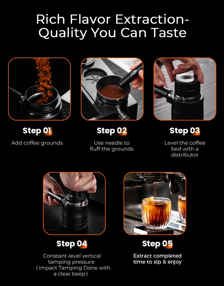 Tamper de Café IKAPE V6 51/54/58mm – Prensador con Presión Constante y Resorte Cargado para Baristas y Máquinas de Espresso