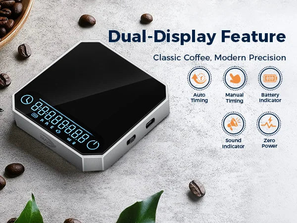 Balanza de Café Digital IKAPE Smart Palm V3 – Balanza Electrónica de Precisión 2 kg/0,1 g con Temporizador y Batería Recargable (Mini, Metal)