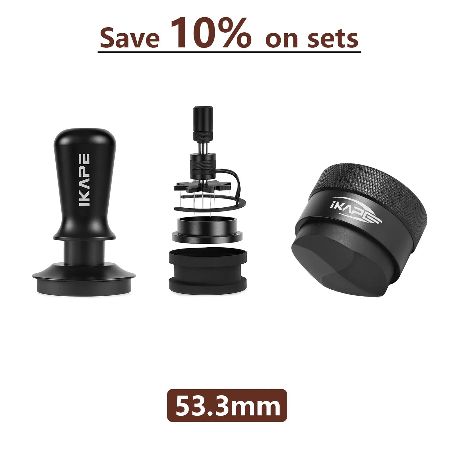 Set de Herramientas de Café Espresso IKAPE – Juego Negro con Caja ABS Smile Know, Kit de Utensilios para Baristas Ideal como Regalo