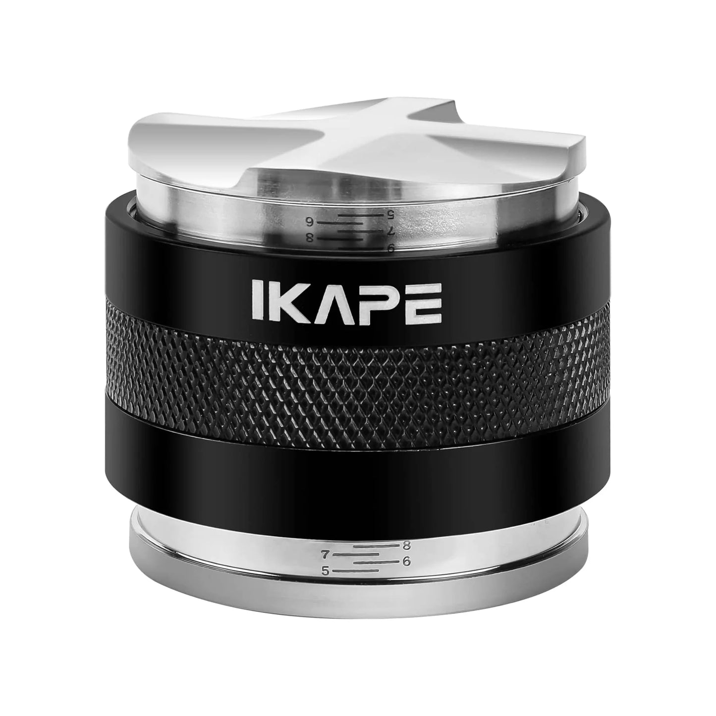 IKAPE Distribuidor y manipulación de café, herramienta distribuidora de café expreso de profundidad ajustable 2 en 1 apta para portafiltro sin fondo de 51/54/58 mm
