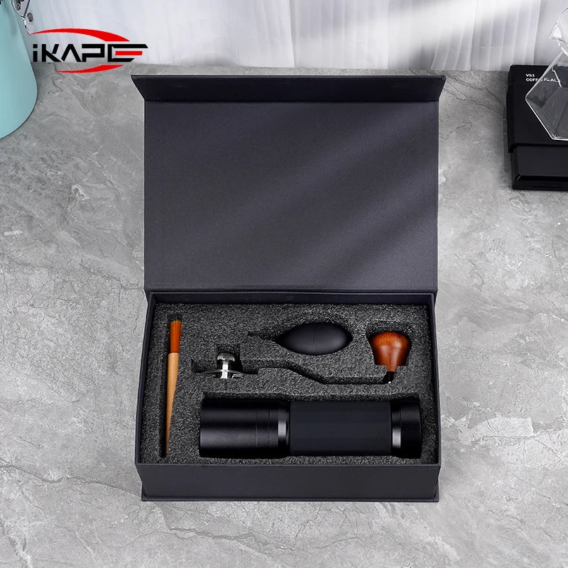 Molino de Café Manual IKAPE V2 – Moledor Portátil Premium con Rebabas Cónicas Heptagon y Molienda de Grado Ajustable