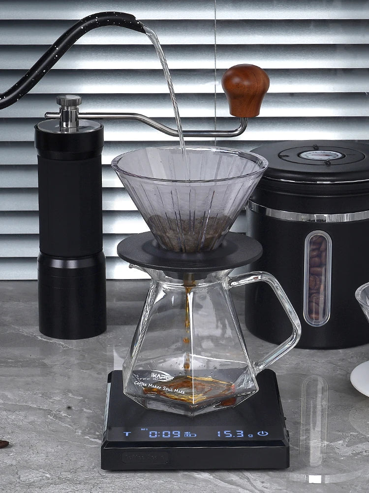 IKAPE-gotero de café V01 de 60 °, 1-2 tazas, vierta sobre la cafetera, taza de filtro de café reutilizable, accesorios de elaboración lenta para el hogar