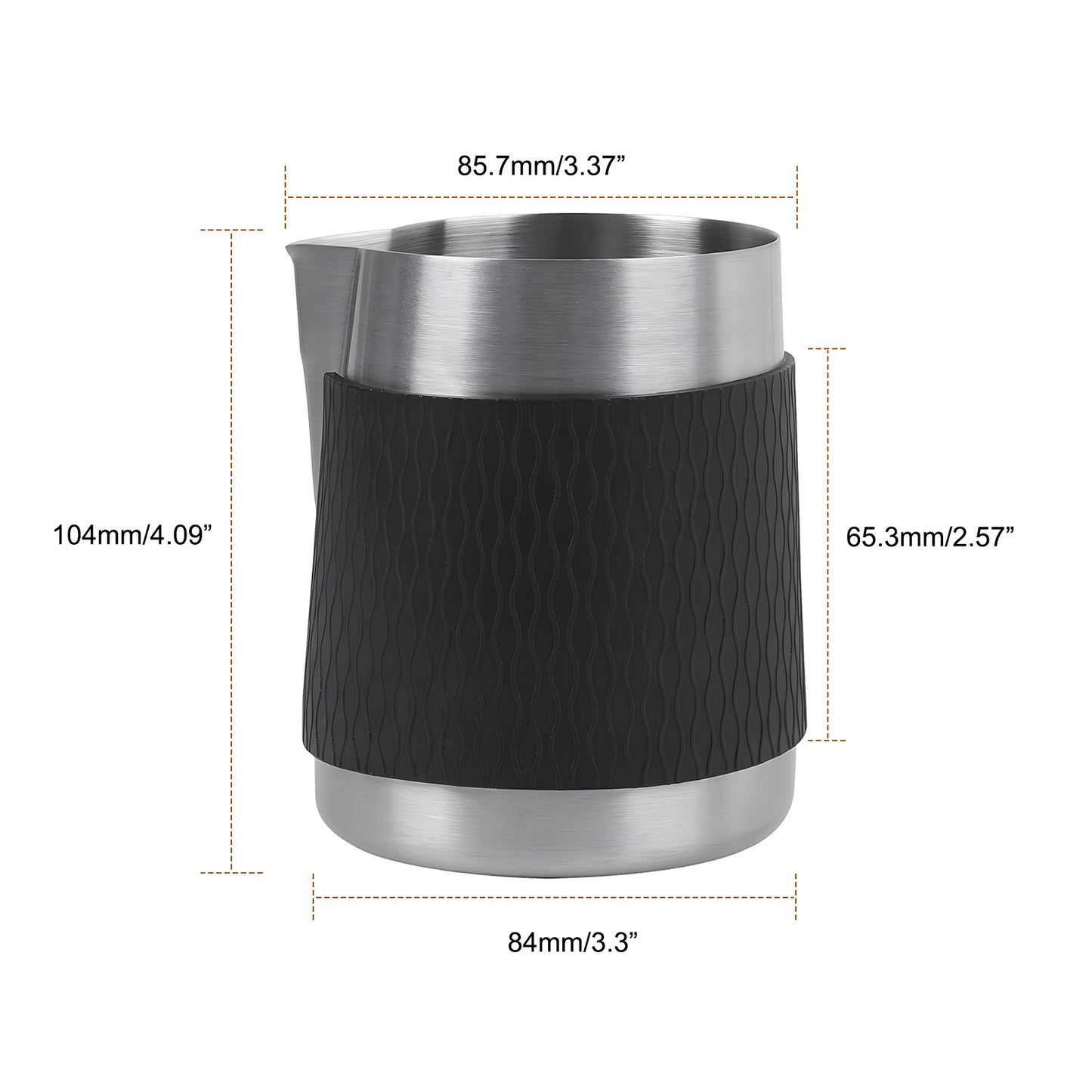 Pitcher de Leche para Espresso IKAPE V3 – Espumador de 500ml sin Mango con Caño Afilado para Vertido Preciso en Latte Art