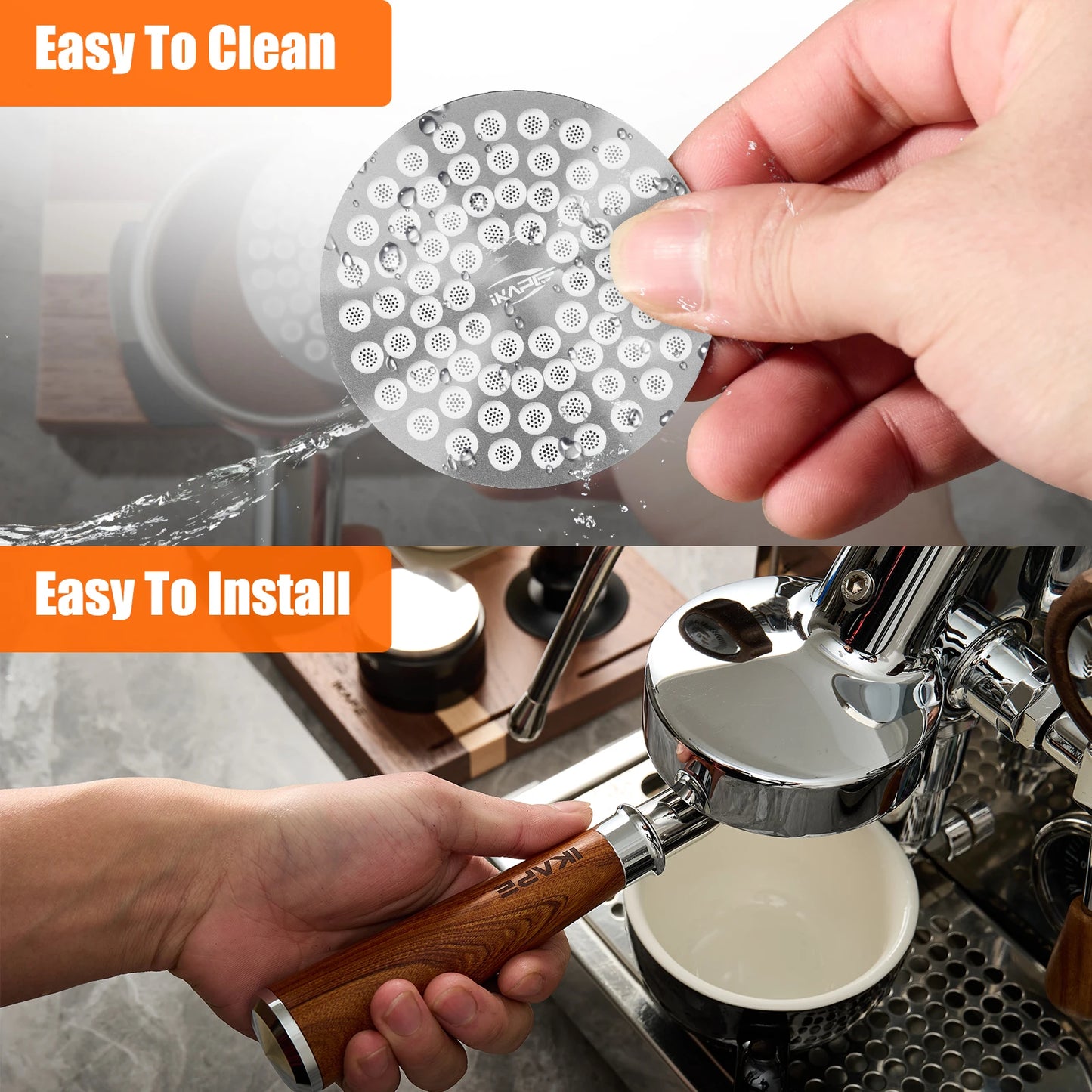 Pantalla de Disco para Espresso IKAPE Puck Screen V2 – Filtro Ultrafino Reutilizable de Acero Inoxidable 304 de 0,8 mm (Calidad Alimentaria)