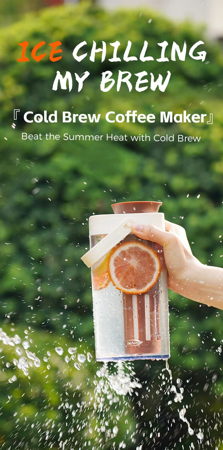IKAPE 1L cafetera de preparación fría jugo té filtro hervidor de agua hogar, cafetera de diseño desmontable, botella de agua para acampar al aire libre
