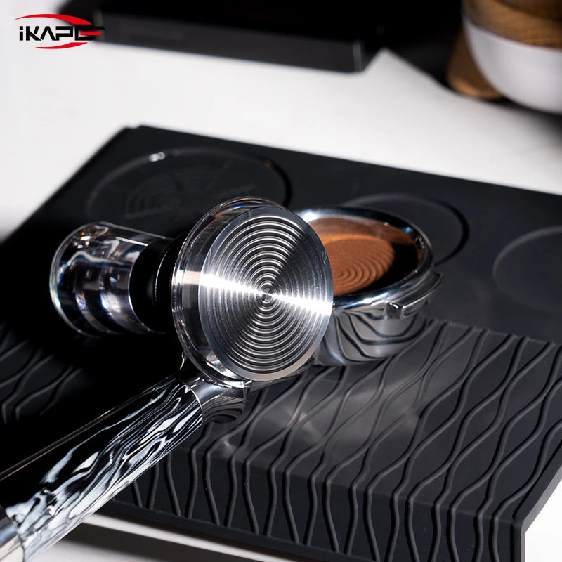 Tamper de Café IKAPE V3 Transparente V2 – Prensador Calibrado con Resorte y Base de Acero Inoxidable Premium para Espresso 51/54/58mm