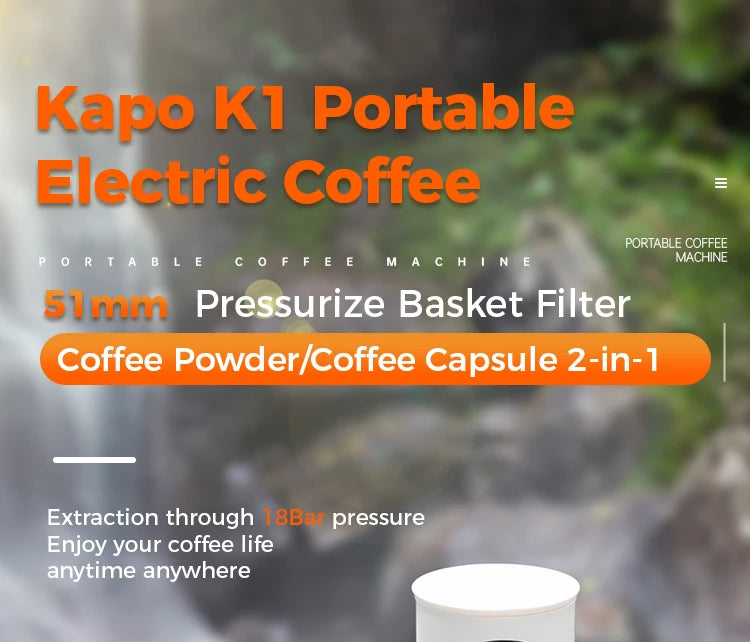 Máquina de Café Espresso Portátil IKAPE 2 en 1 – Compatible con Cápsulas y Café Molido, Extracción de Alta Presión para Viajes y Camping