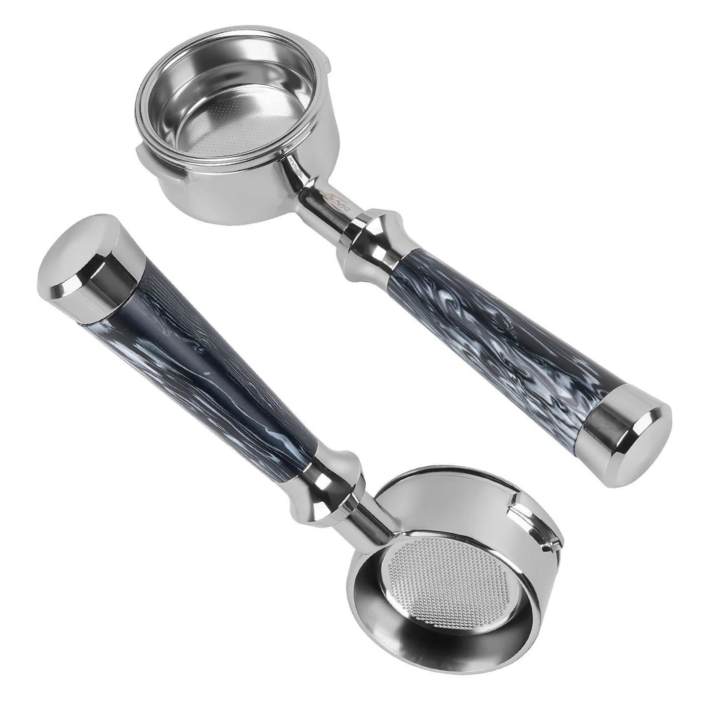 Portafiltro Sin Fondo IKAPE con Mango de Resina – Compatible con Delonghi, Barsetto, Breville, La Marzocco, Flair58, ECM, Wega (51/54/58mm)