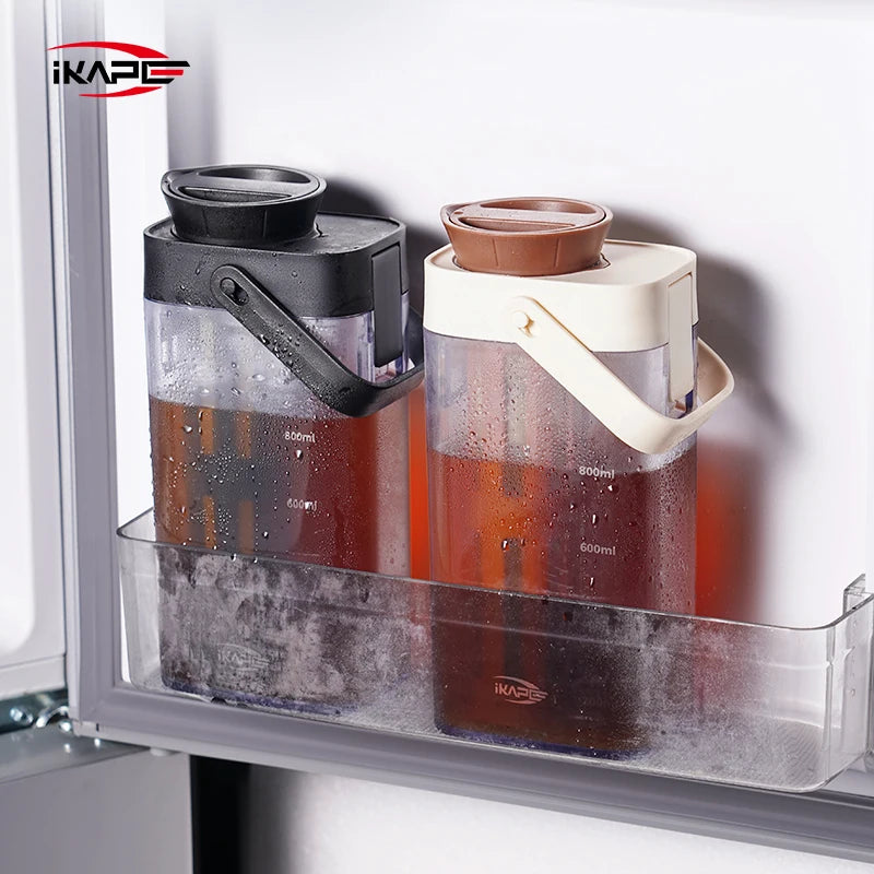 IKAPE 1L cafetera de preparación fría jugo té filtro hervidor de agua hogar, cafetera de diseño desmontable, botella de agua para acampar al aire libre